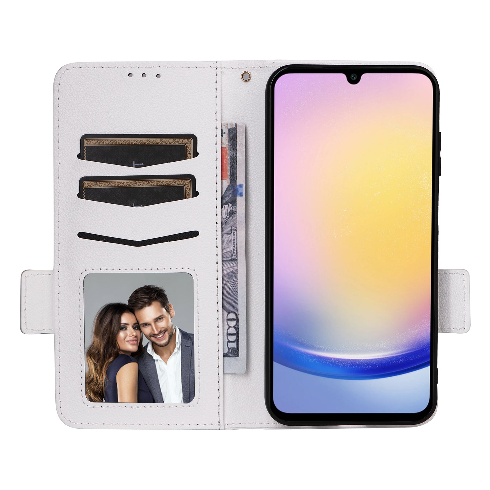 For Samsung Galaxy F15 5G / M15 5G Case Litchi Texture PU Leather Folio Phone Cover with Wrist Strap For Samsung Galaxy F15 5G / M15 5G Case Litchi Texture PU Leather Folio Phone Cover with Wrist Strap